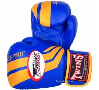 Боксерские перчатки Twins Special с рисунком (FBGV-43 blue-yellow)